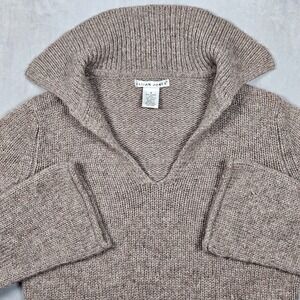 Jillian Jones Sweater Womens Small Brown Lambswool Blend V-Neck Classic Cottage